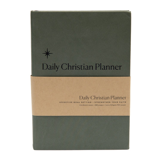 Daily Christian Planner & Goalsetter-Green Imitation Leather Over Board