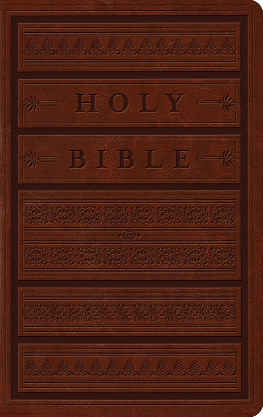 ESV Giant Print Personal Size Bible (RL)*-Brown  Engraved Mantel Design TruTone