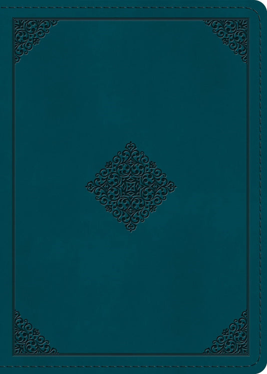 ESV Large Print Personal Size Bible (RL)-Deep Teal  Ornament Design TruTone