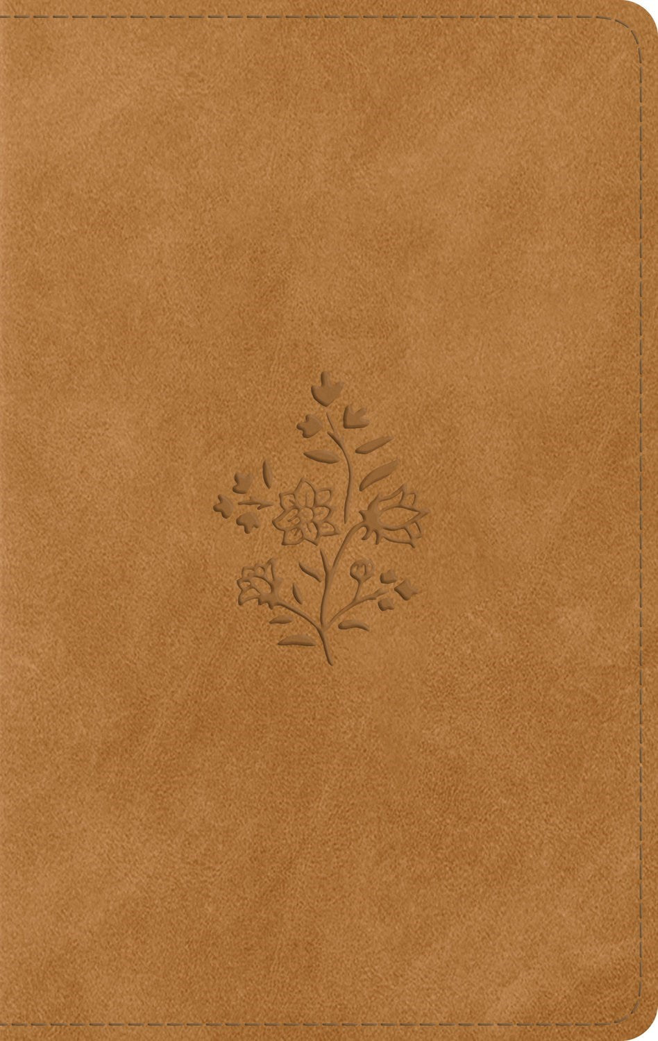 ESV Large Print Personal Size Bible (RL)-Nubuck Caramel  Wildflower Design TruTone
