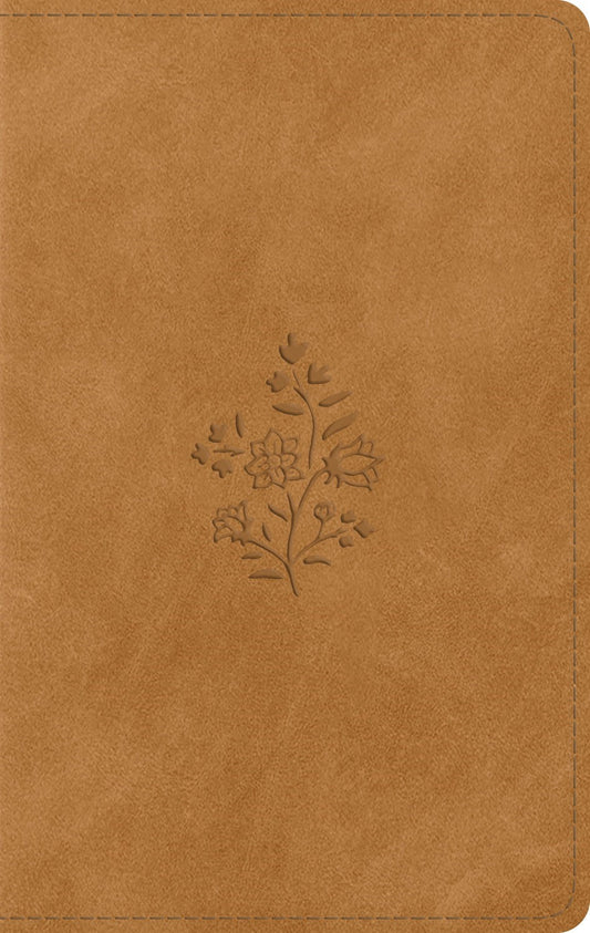 ESV Large Print Personal Size Bible (RL)-Nubuck Caramel  Wildflower Design TruTone