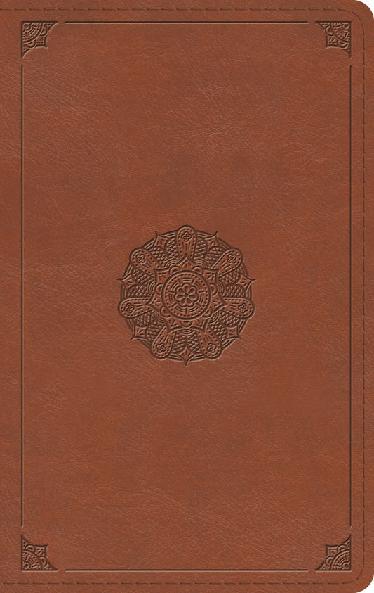 ESV Large Print Thinline Bible*-English Saddle  Emblem Design TruTone