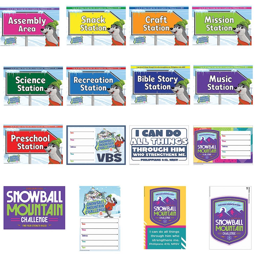 VBS-Snowball Mountain Challenge: Activity Center Signs & Publicity Pack (2026)