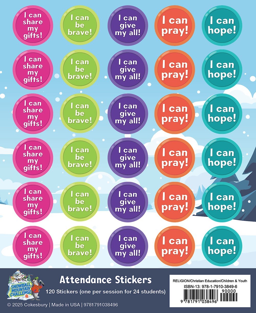 VBS-Snowball Mountain Challenge: Attendance Stickers (Pack Of 24) (2026)