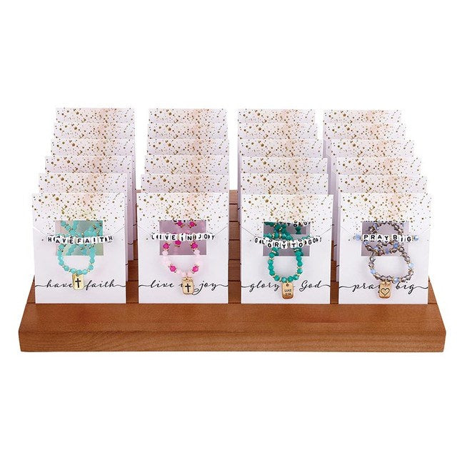 Bracelet-Word Beaded w/ Tag Filled Display  (4 Asst.) (24 Pcs)