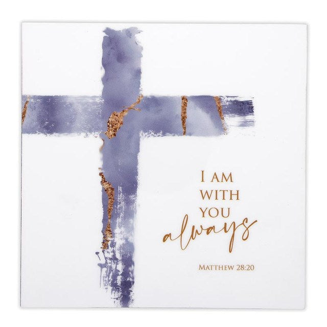 Wall Plaque-I Am With You-Blue (5" Sq.)