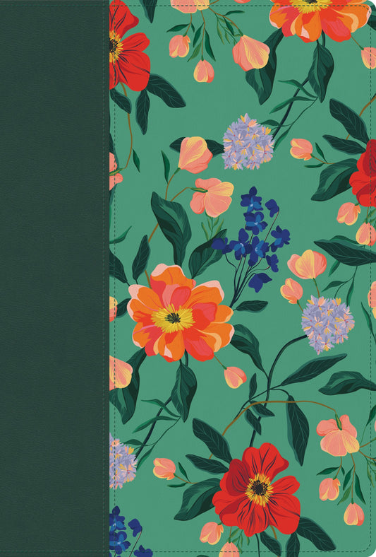 RVR 1960 Biblia letra grande  tamano manual  edicion especial (Handsize Giant Print  Special Ed)-Green Floral LeatherTou