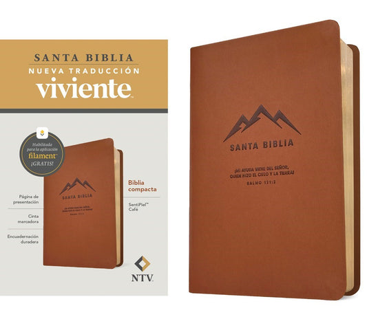 NTV Biblia compacta  con Filament (NLT Compact Bible  Filament)-Brown LeatherLike