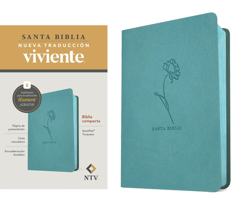 NTV Biblia compacta  con Filament (NLT Compact Bible  Filament)-Turquoise LeatherLike