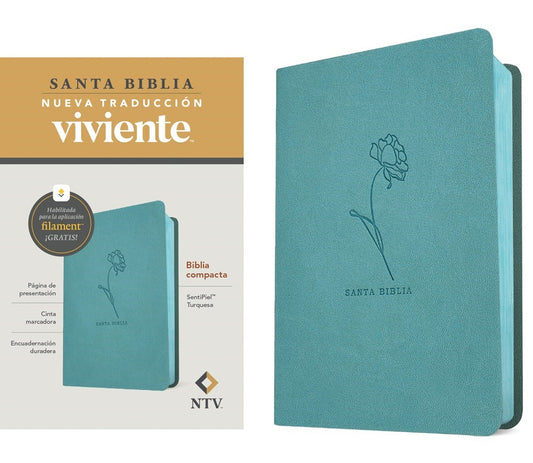 NTV Biblia compacta  con Filament (NLT Compact Bible  Filament)-Turquoise LeatherLike