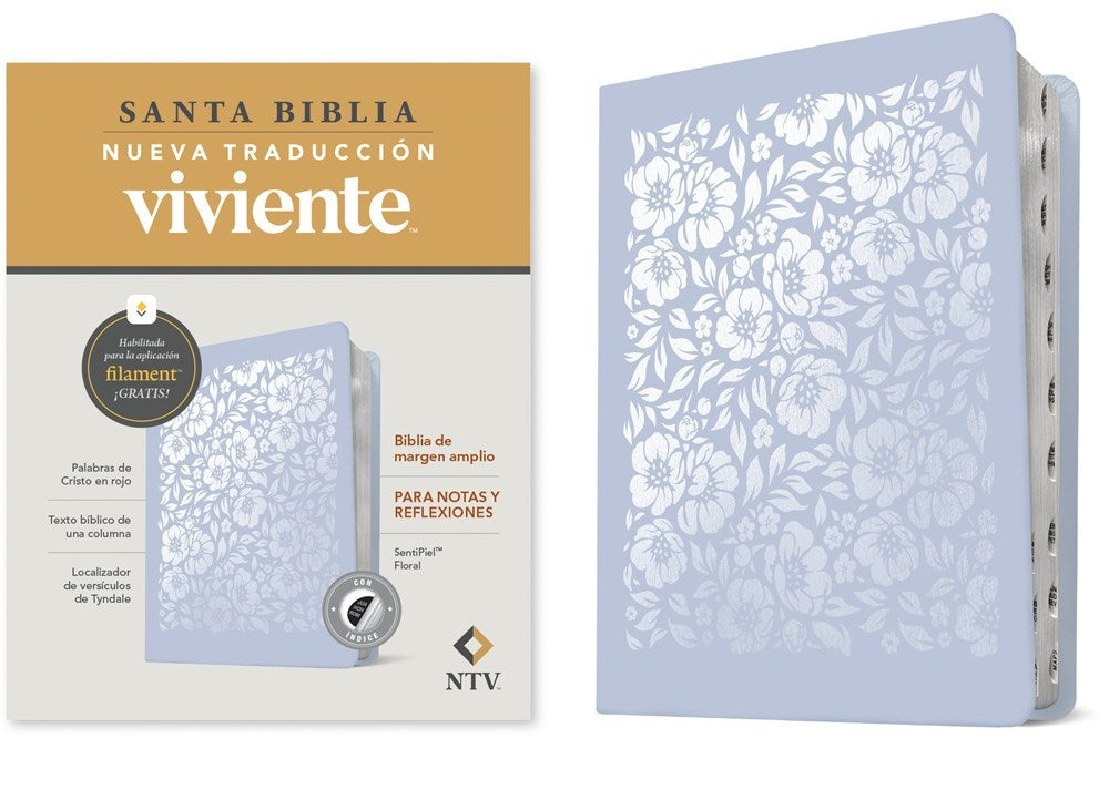 NTV Biblia de margen amplio NTV con Filament Indice (NLT Wide Margin Bible  Filament)-Floral LeatherLike Indexed