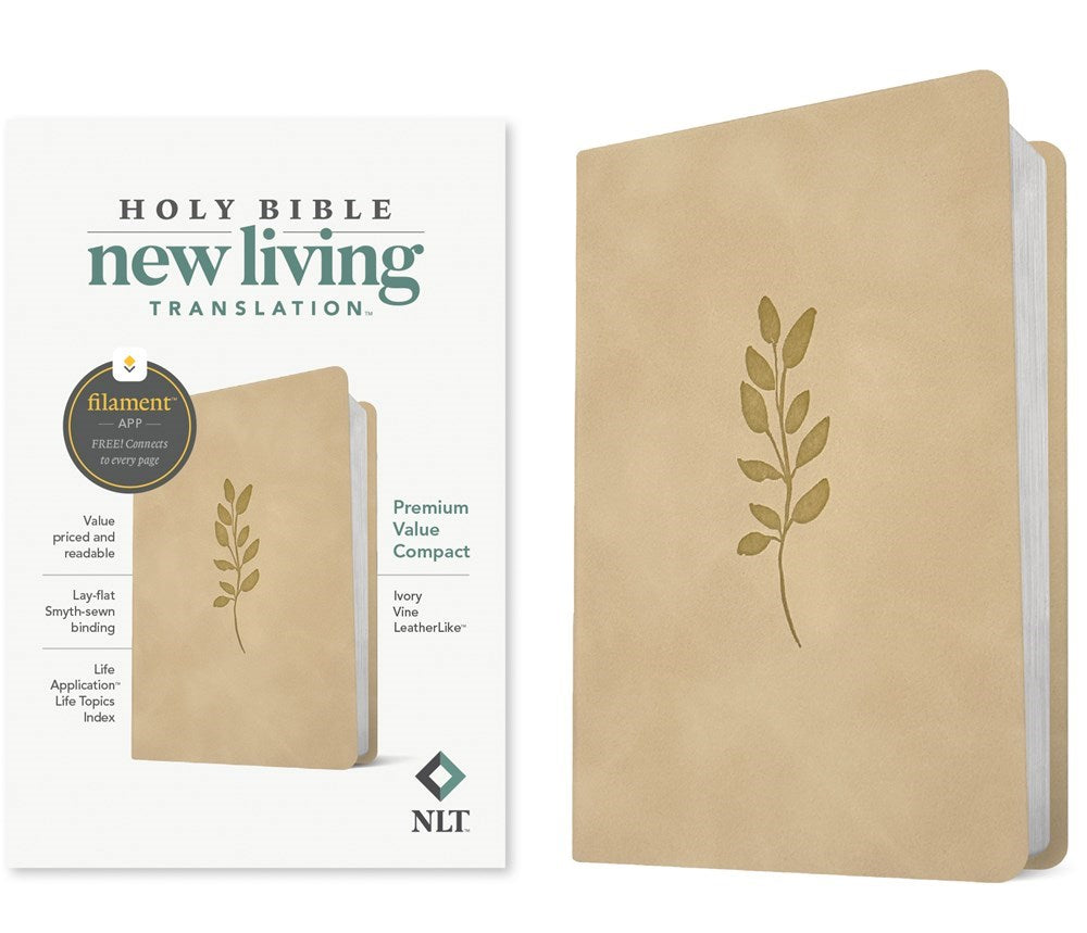 NLT Premium Value Compact Bible  Filament Enabled-Ivory Vine LeatherLike