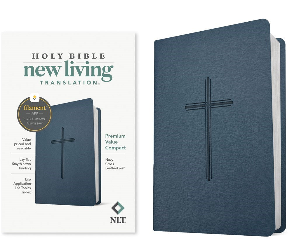 NLT Premium Value Compact Bible  Filament Enabled-Navy Cross LeatherLike