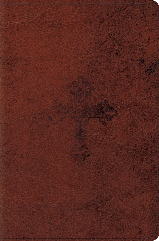 ESV Compact Bible*-Walnut  Weathered Cross Design TruTone