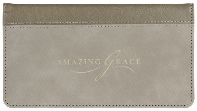 Checkbook Wallet-Amazing Grace (Isaiah 53:5)-Taupe