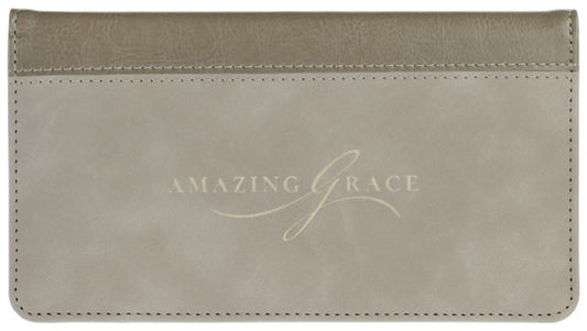 Checkbook Wallet-Amazing Grace (Isaiah 53:5)-Taupe