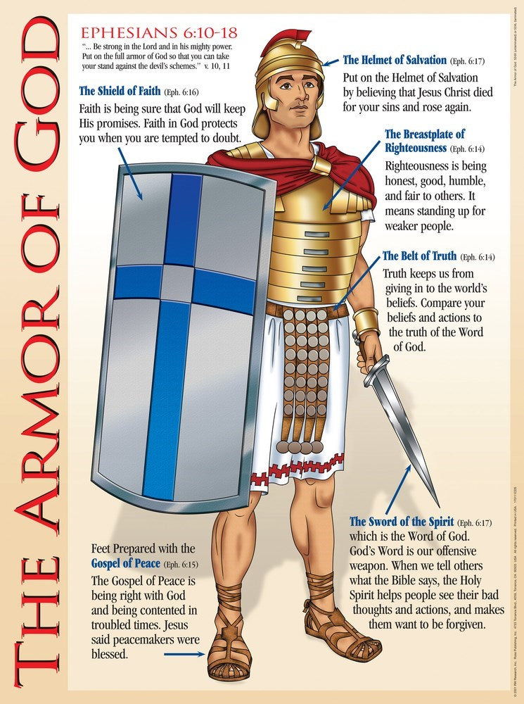 Chart-The Armor Of God Wall (Laminated Sheet) (19" X 26")