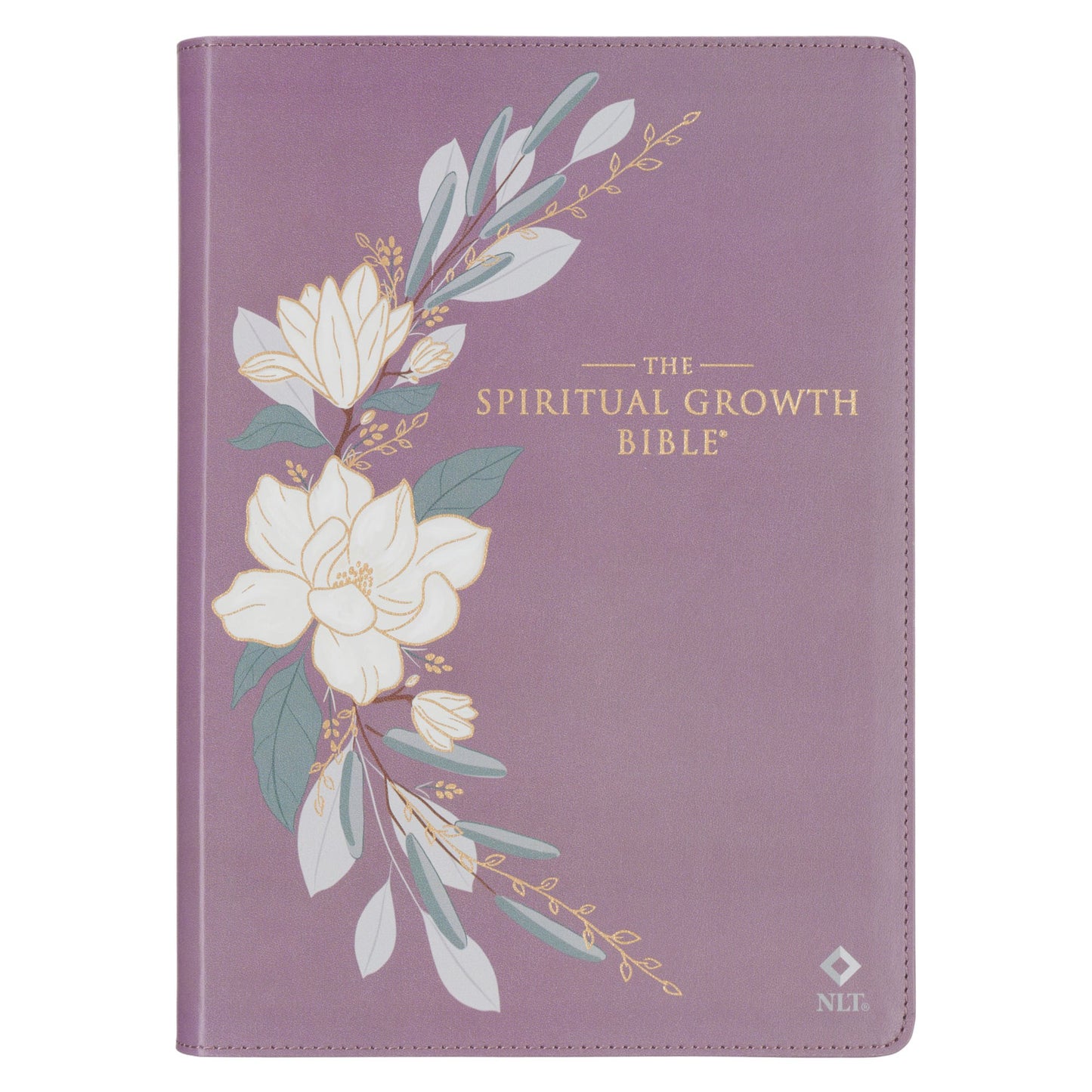 NLT The Spiritual Growth Bible-Purple w/White Flowers LuxLeather