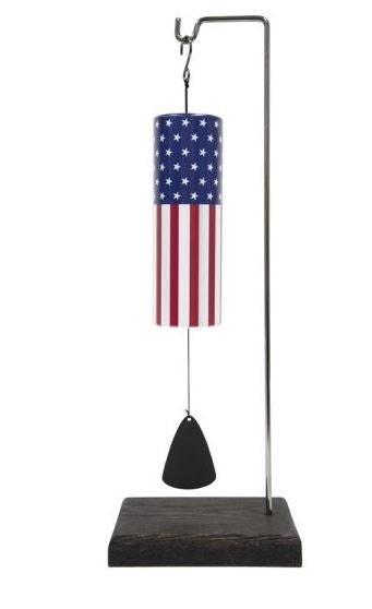 Wind Chime-American Flag Mini Cylinder Sonnet With Stand (12.5")