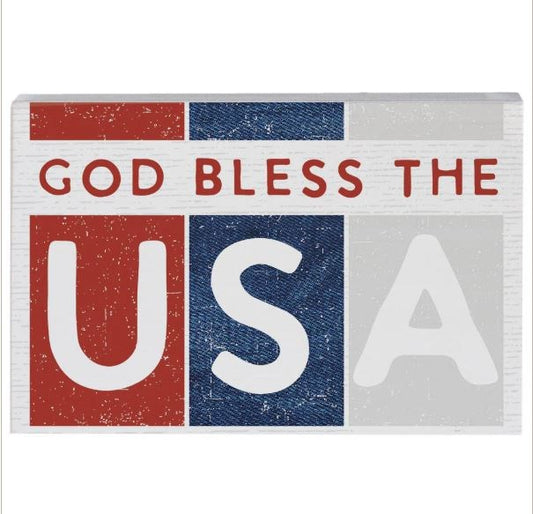 Small Talk Rectangle-God Bless USA Stripes (5.25" x 3.5" x 1.25")