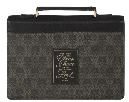 Bible Cover Fashion Tone-tone Charcoal and Black I Know the Plans Jer. 29:11