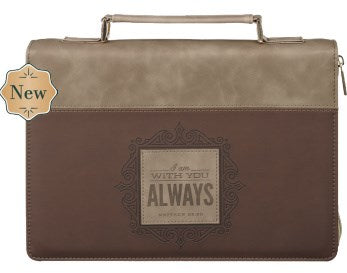 Bible Cover Fashion Two-tone Brown I Am With You Always Matt. 28:20