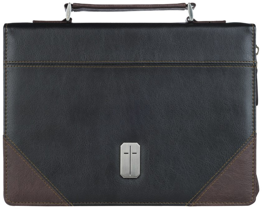 Bible Cover Classic Two-tone Brown & Black Man of God 1 Tim. 6:11