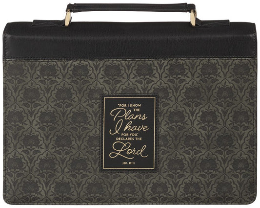 Bible Cover Fashion Tone-tone Charcoal and Black I Know the Plans Jer. 29:11