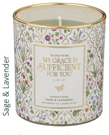 Glass Candle My Grace Is Sufficient 2 Cor. 12:9