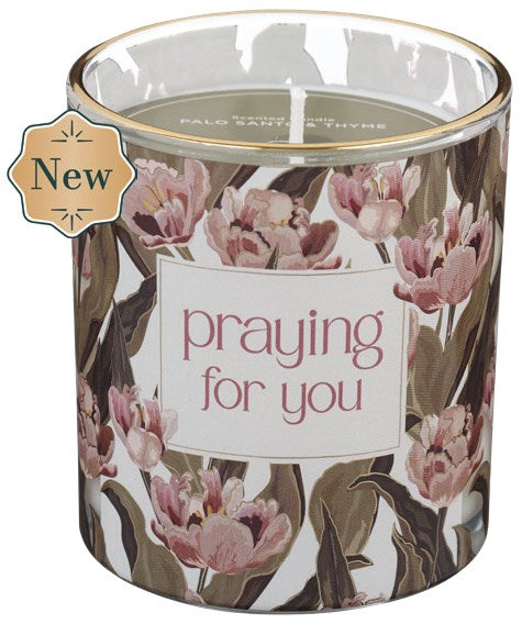 Glass Candle Praying For You