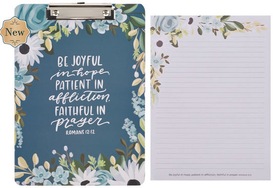 Clipboard w/ Pad Blue Be Joyful in Hope Rom. 12:12