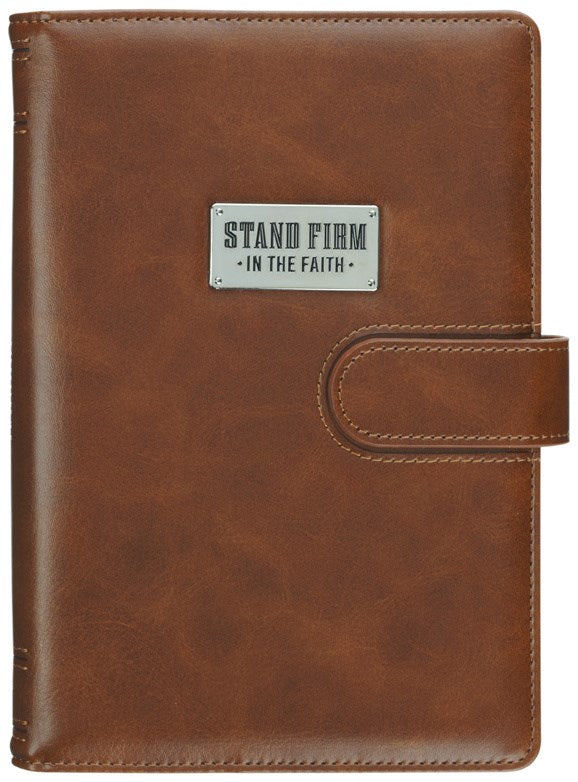 Journal w/Pen and Magnetic Closure Brown Stand Firm 1 Cor. 16:13