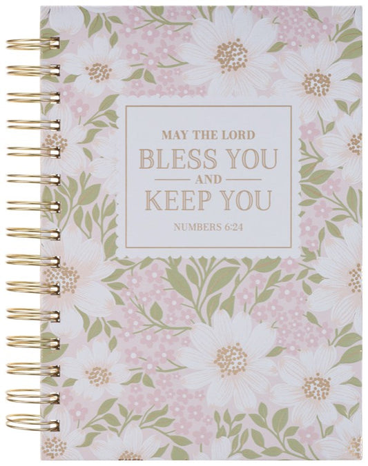 Journal Spiral Pink Floral Bless You And Keep You Num. 6:24