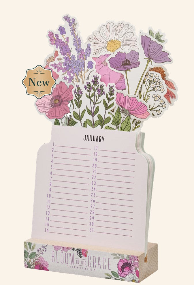 Perpetual Calendar Bloom In His grace Flower Pot 2 Cor 12:9