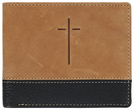 Wallet Leather Two-tone Brown Man Of God Cross