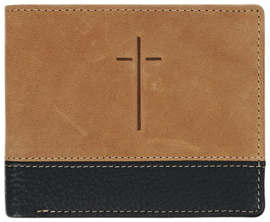 Wallet Leather Two-tone Brown Man Of God Cross