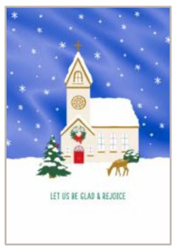 Boxed Card-Christmas-Rejoice White Church (Box Of 16)
