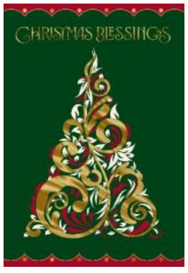 Boxed Card-Christmas-Green Christmas Tree (Box Of 16)