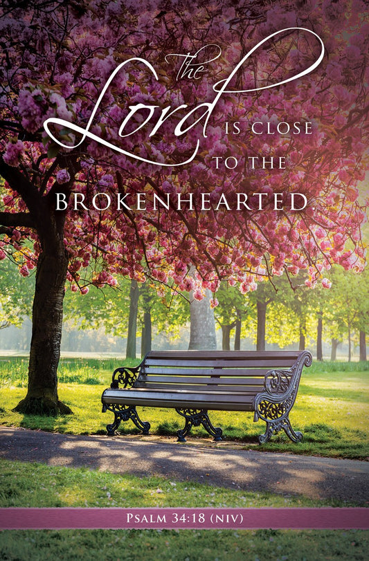 Bulletin-Funeral-The Lord is close to the brokenhearted Ps 34:18 NIV  (Pack of 100)