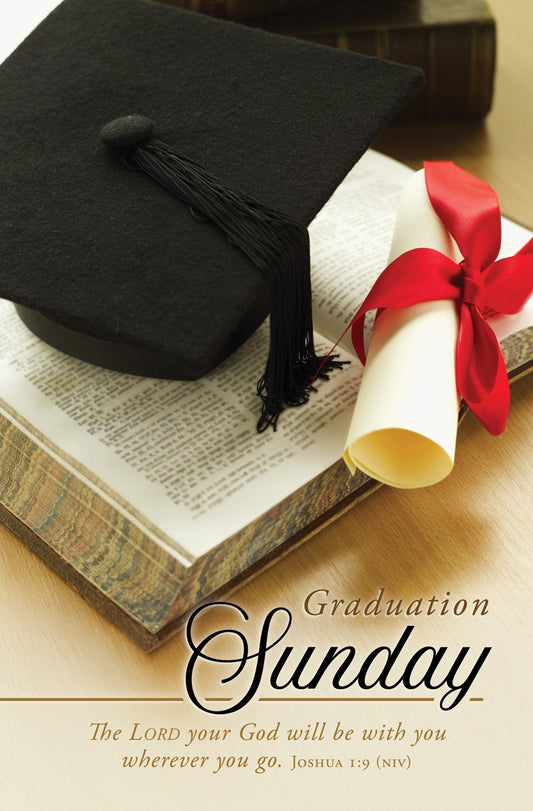 Bulletin-Graduation-Graduation Sunday Josh 1:9 NIV  (Pack of 100)