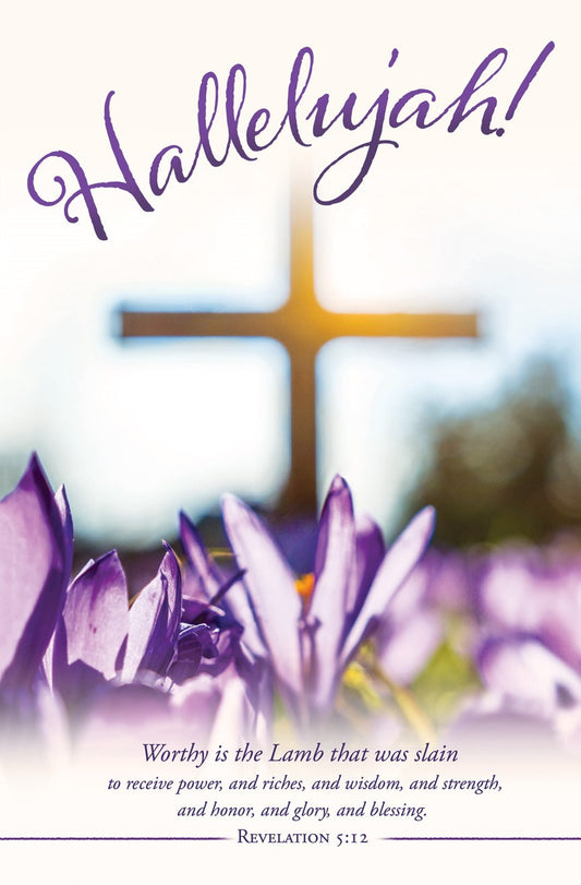 Bulletin-Easter-Hallelujah! Rev 5:12 KJV (Pack of 100)