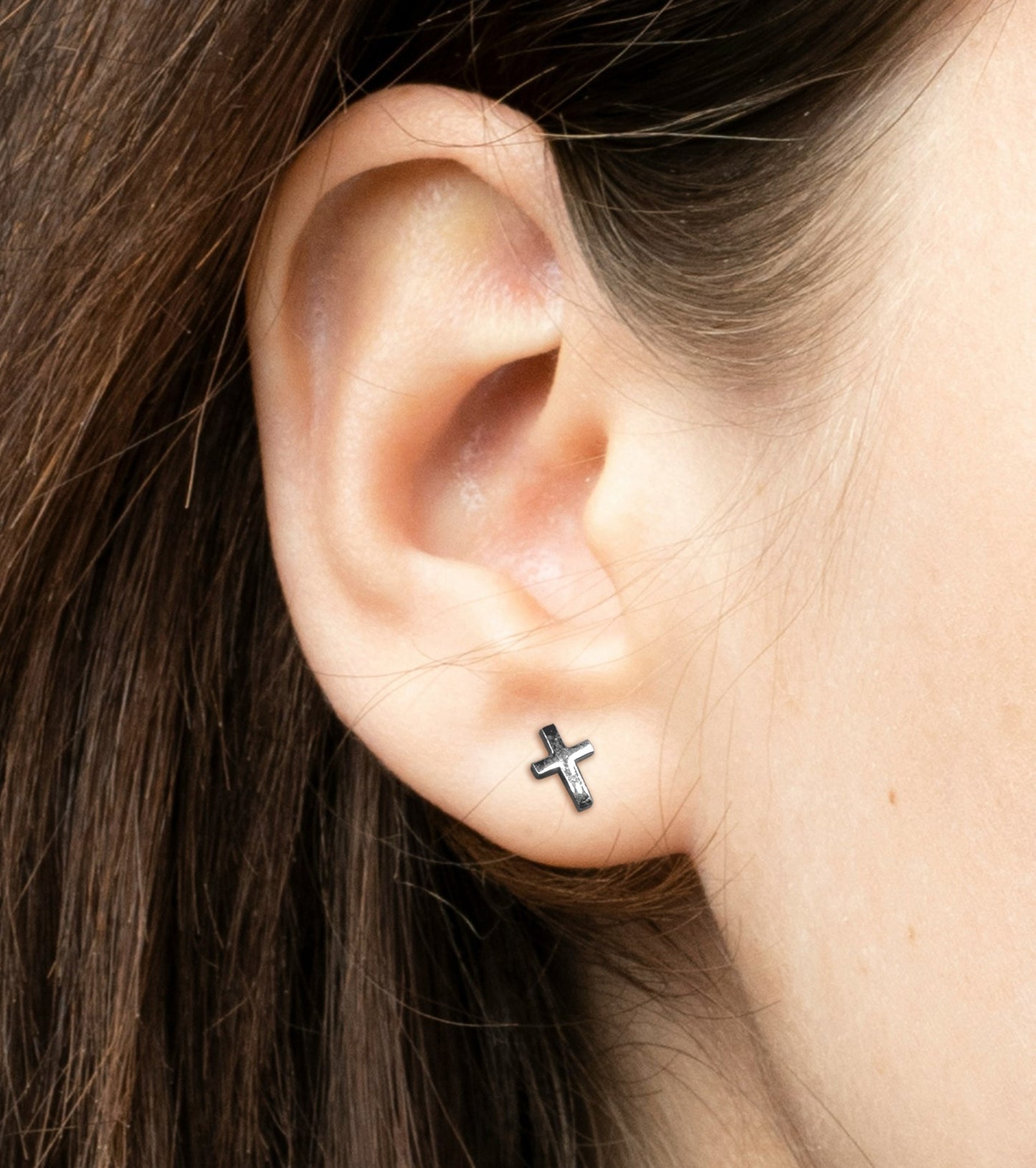 Earrings-Eden Merry-Cross-Stud-Silver