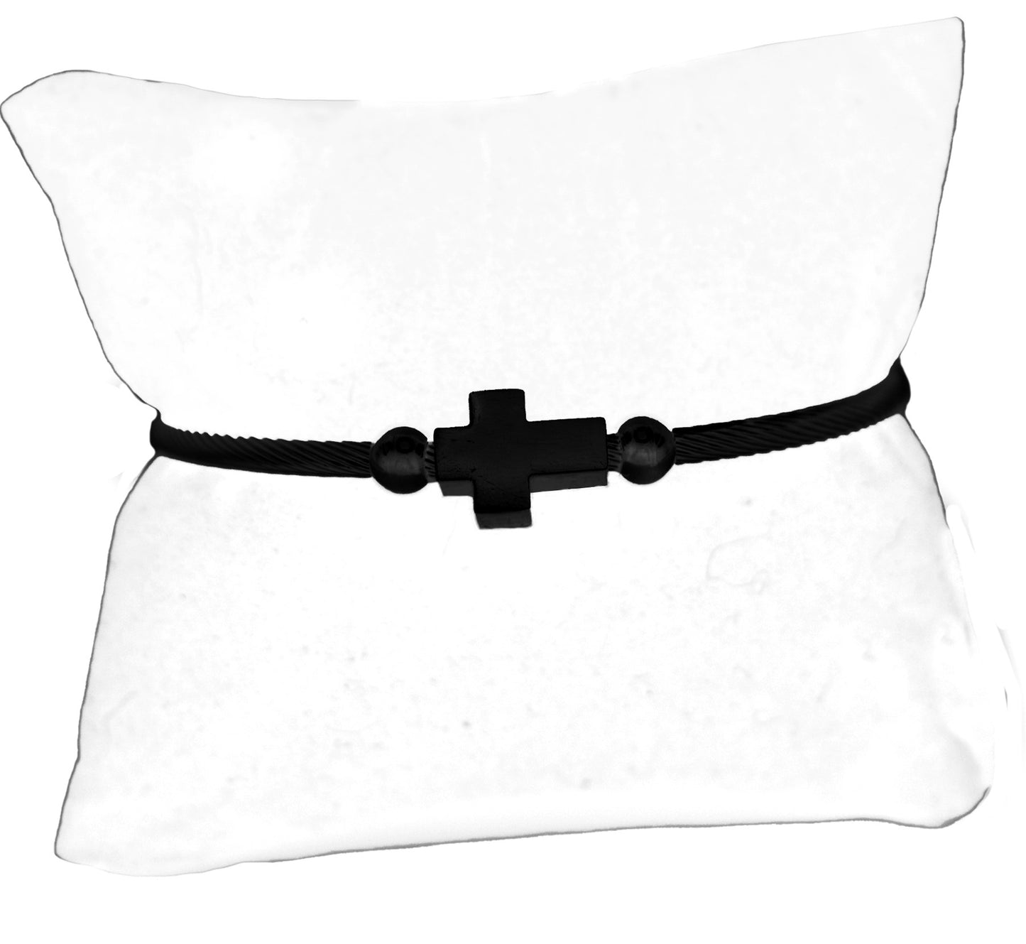 Bracelet-Eden Merry-Cross-Memory Wire-Black