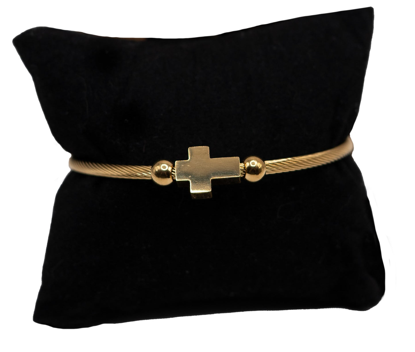Bracelet-Eden Merry-Cross-Memory Wire-Gold