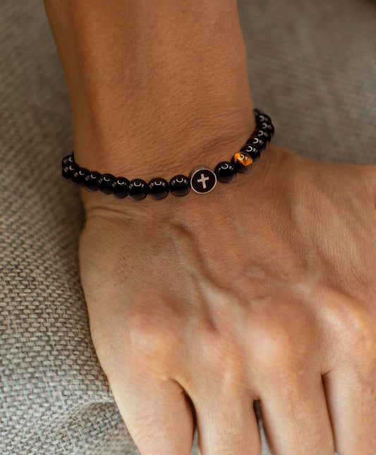 Bracelet-Eden Merry-Tiger Eye-Black/Silver