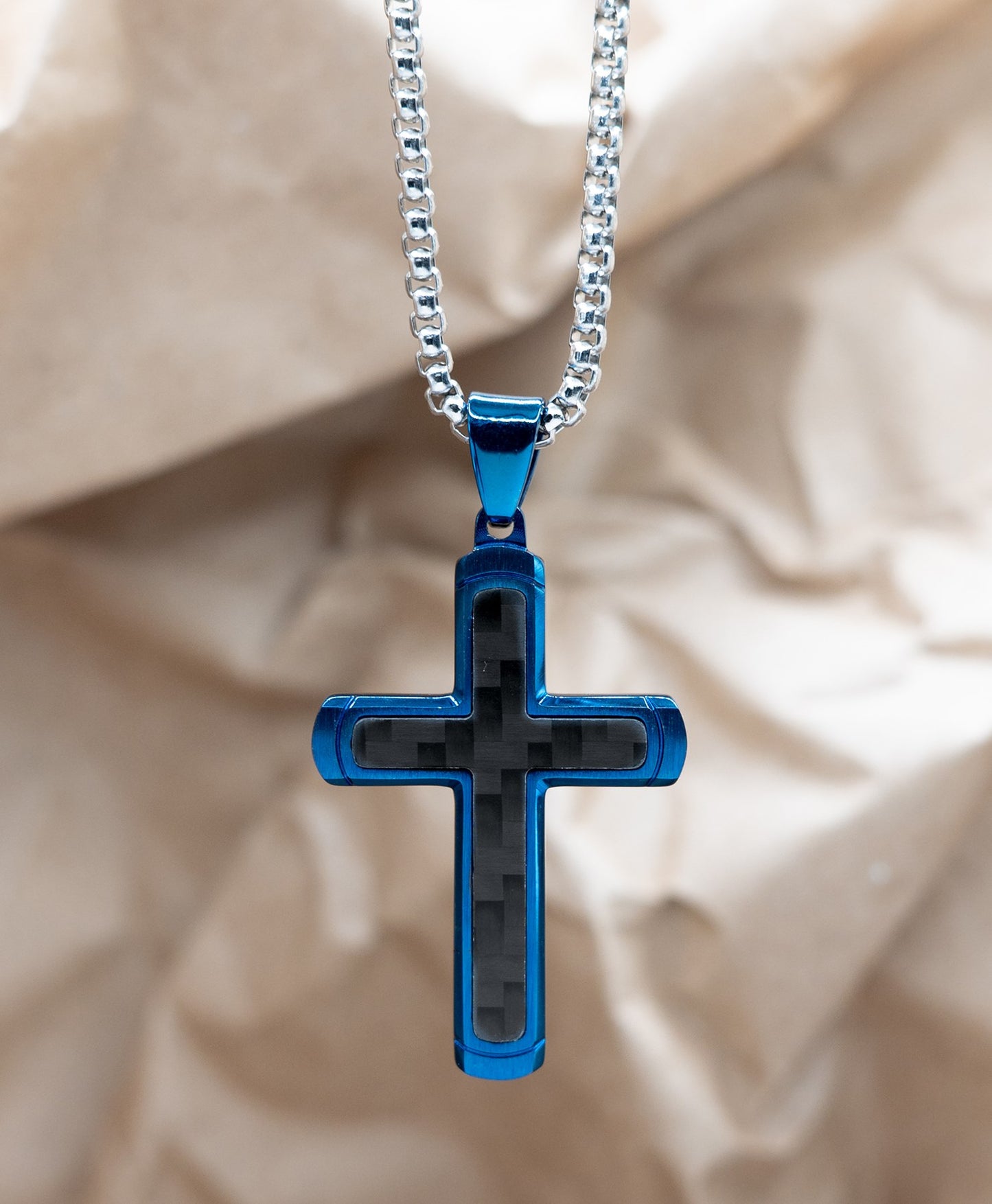 Necklace-Eden Merry-Cross-Blue/Black