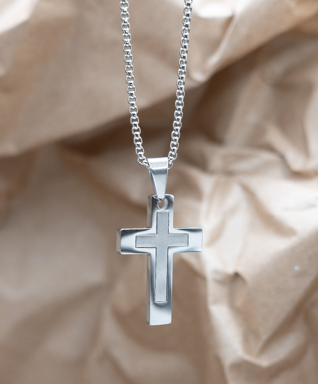Necklace-Eden Merry-Cross In Cross-Silver/Clear