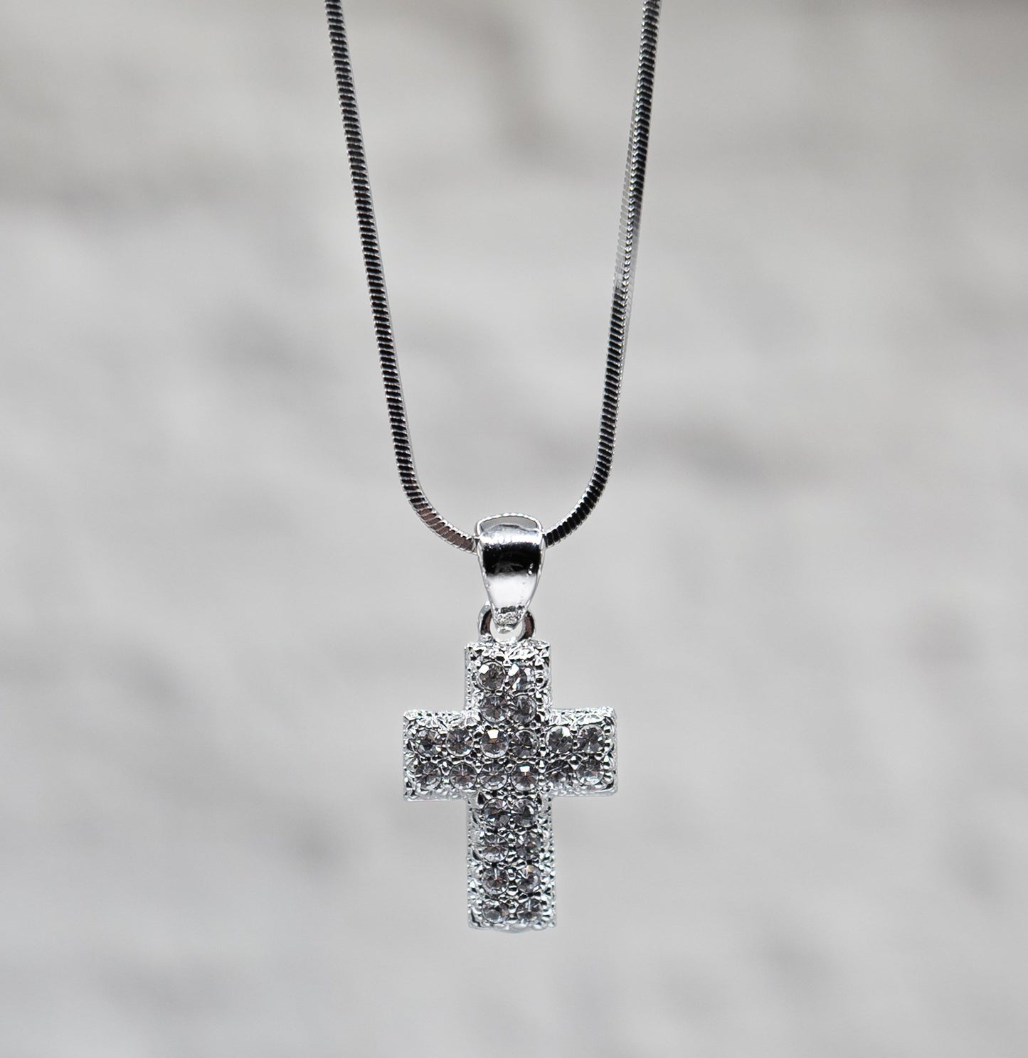 Necklace-Eden Merry-Cross-Reversible-Puffed Silver