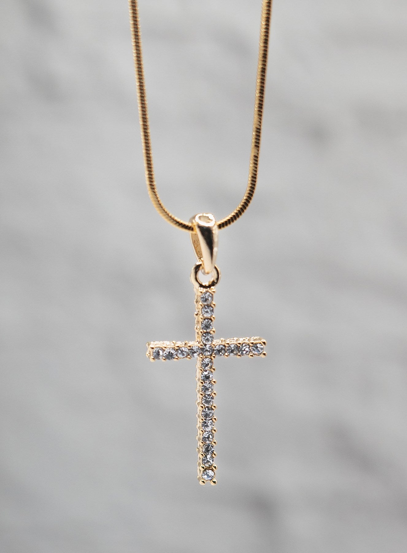 Necklace-Eden Merry-Cross-Gold/Crystal