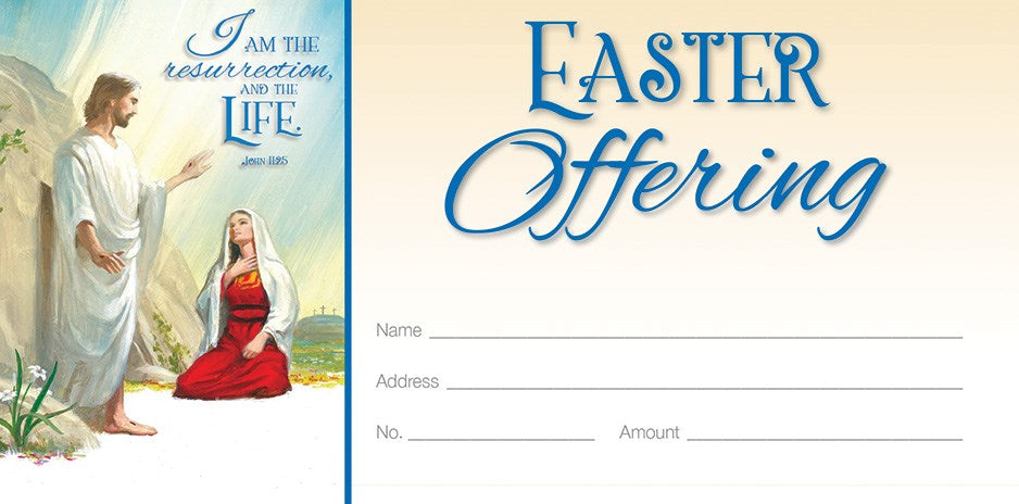 Offering Envelope-Easter-I Am The Resurrection John 11:25  KJV (Pack of 100)